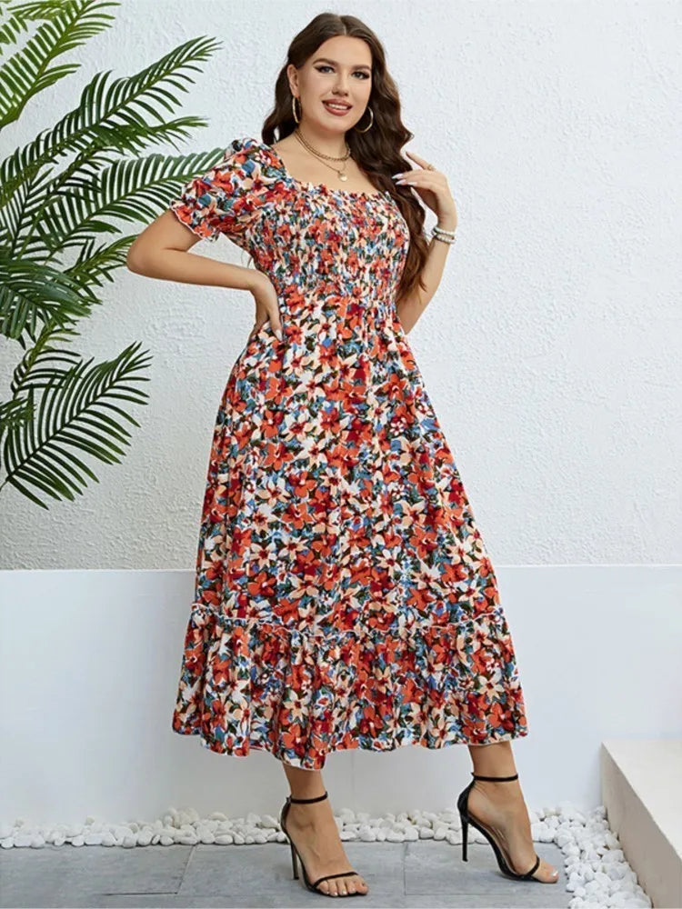 Robe de plage à fleurs style bohème